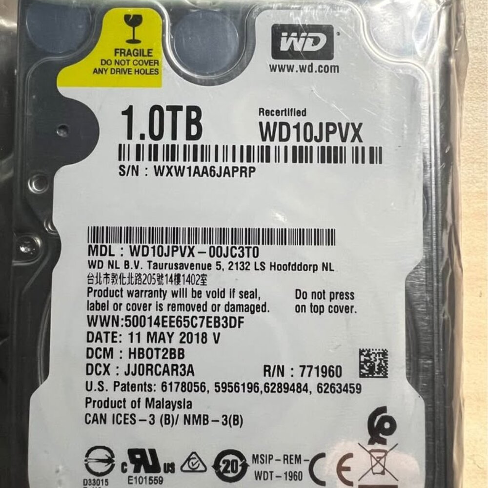 WD Western Digital 1.0TB Notebook Hard Drive, New